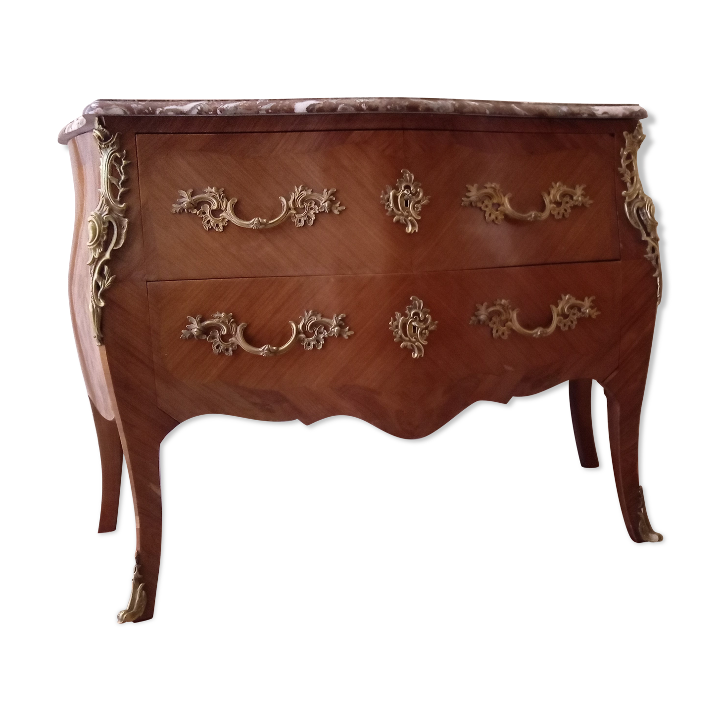 Chest of drawers 2 drawers Louis XV curved rosewood