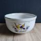 Saladier vintage faïence blanche oiseau exotique style Moustiers