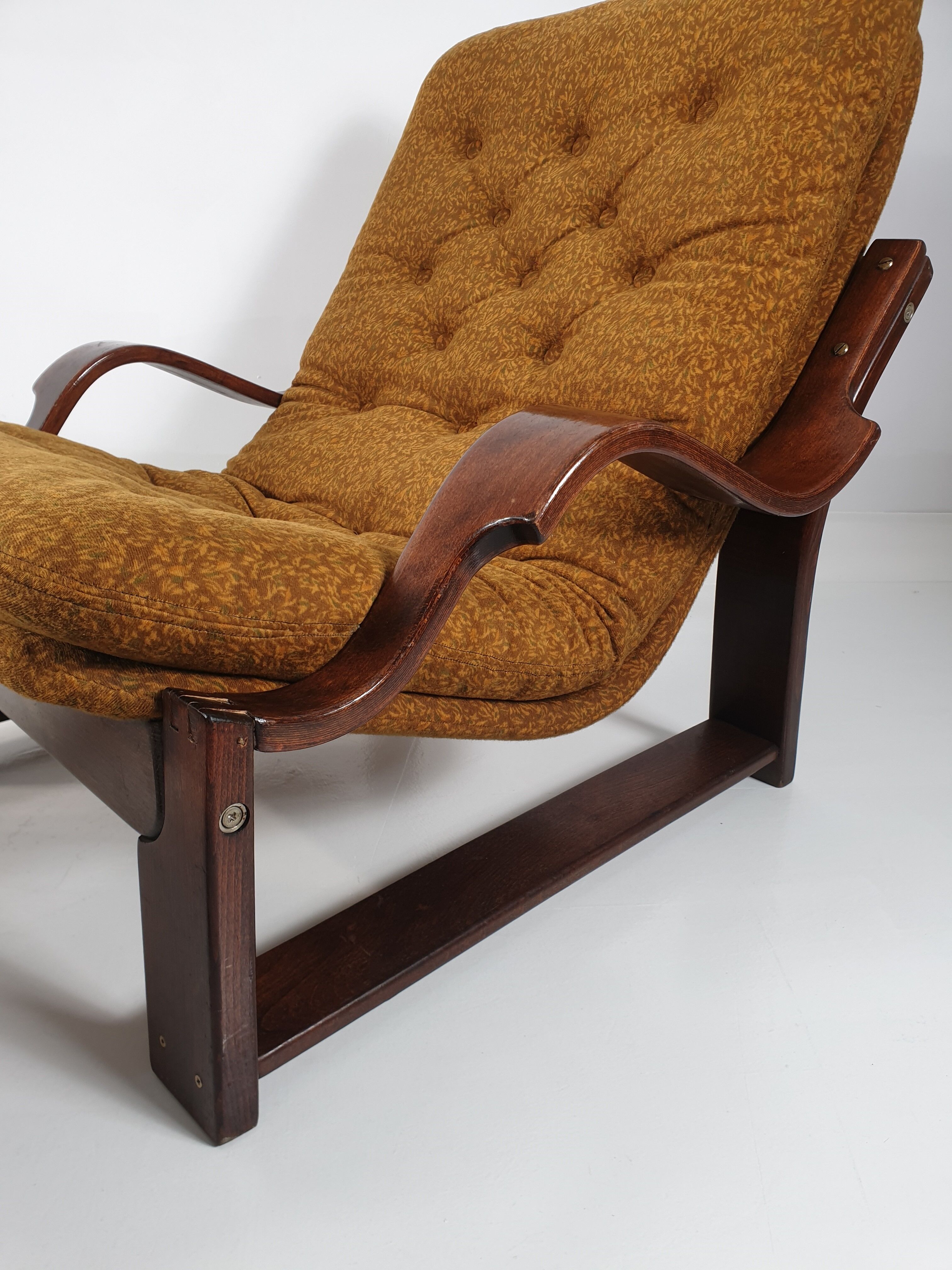 Vintage armchair, and footrest, 1970s