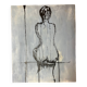 Signed oil on canvas painting of a female portrait "back study in Indian ink"