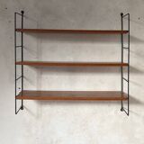 String Style Vintage Wire Wall-Mounted Bookshelf in Teak