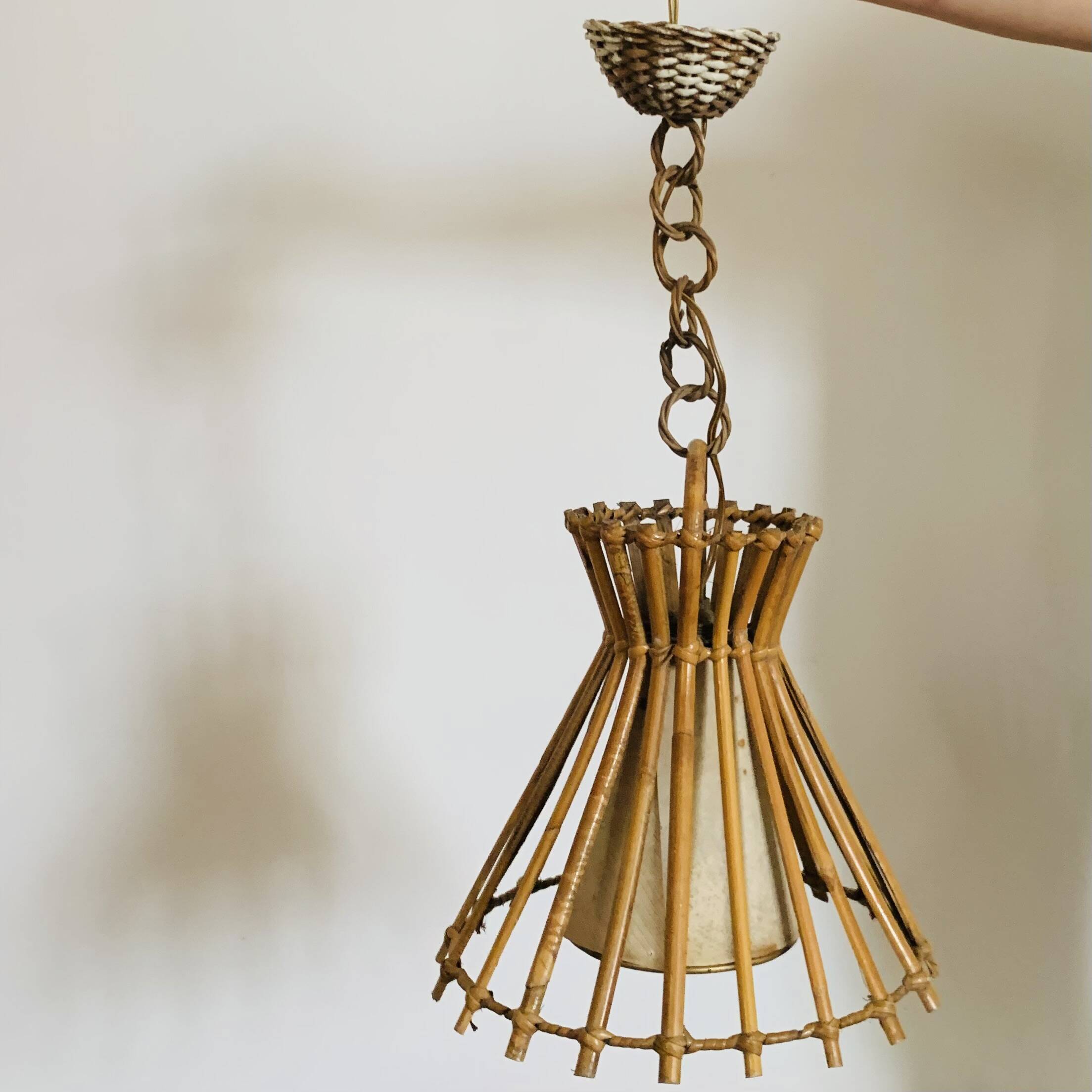 Vintage rattan pendant light