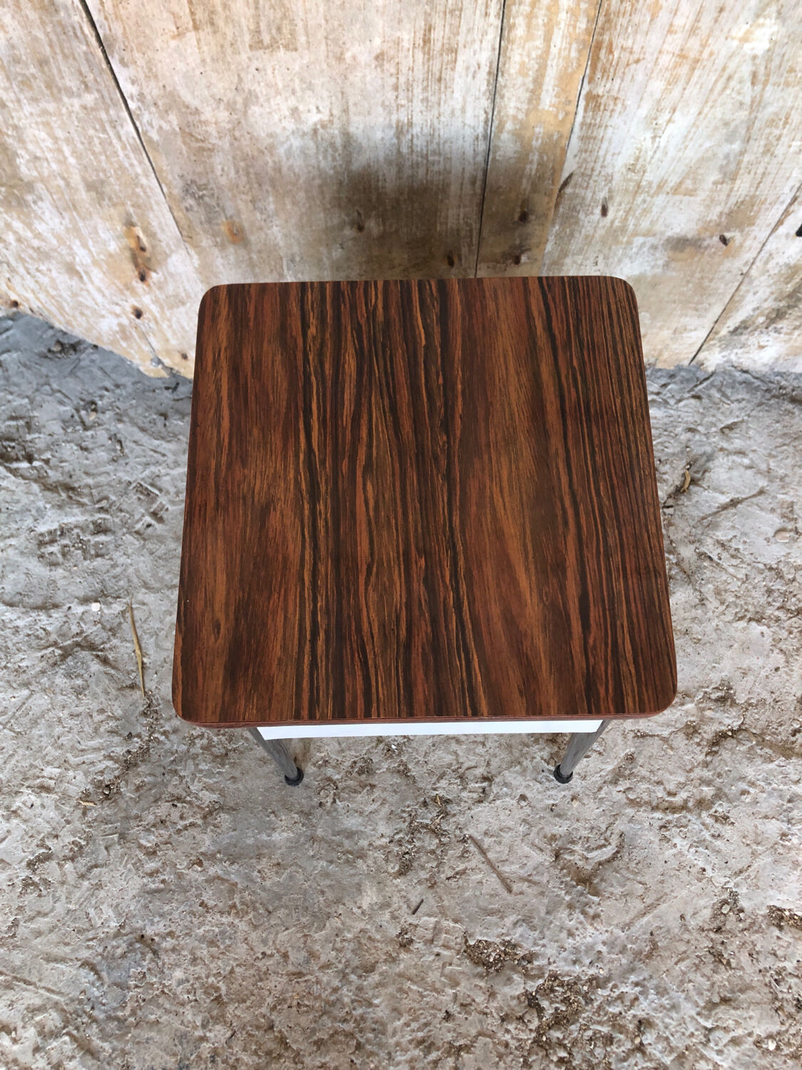 Stool chest formica wood feet compass metal chrome vintage