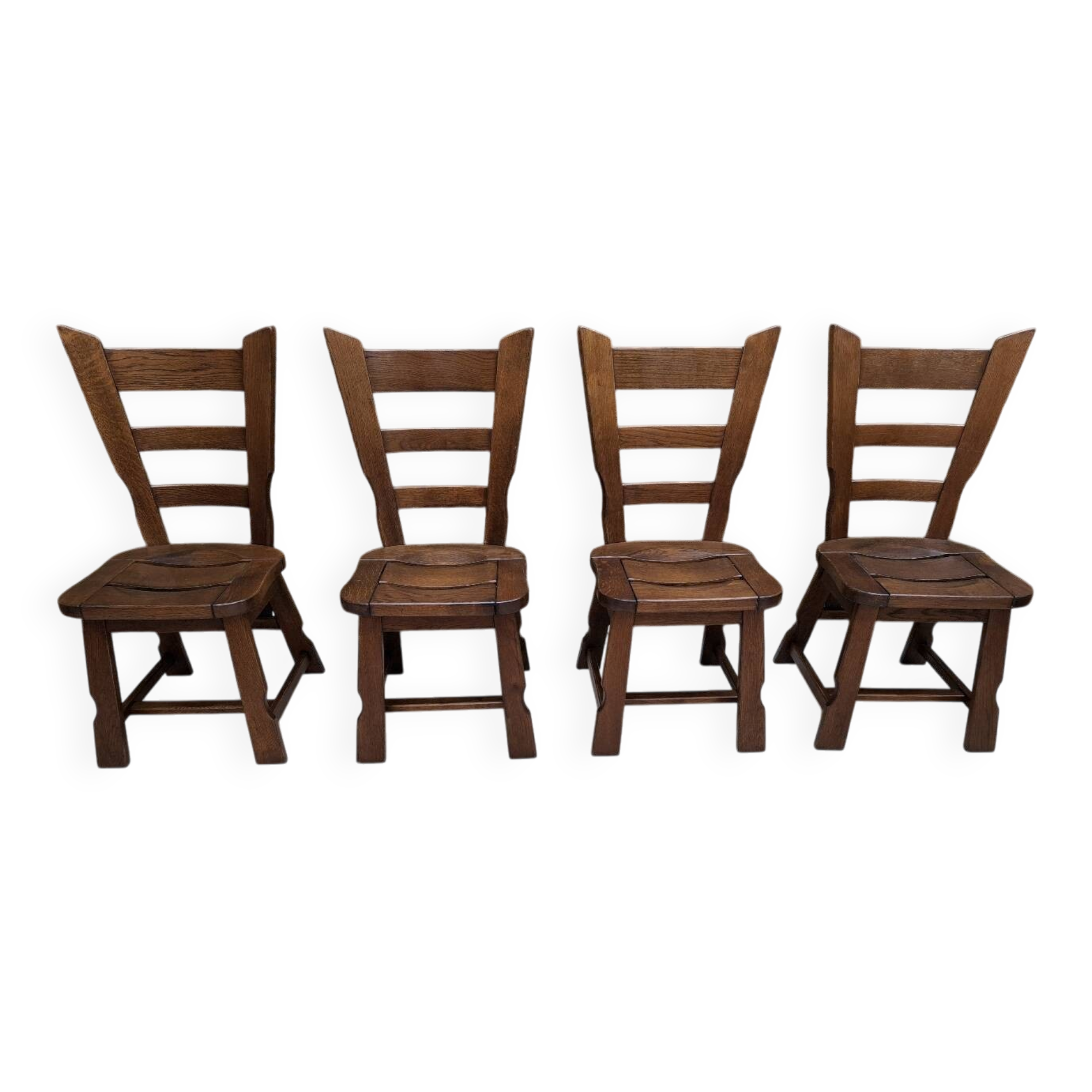 Brutalist oak chairs