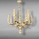 Antique chandelier in gilded and lacquered wood, Italy, 20th century.
