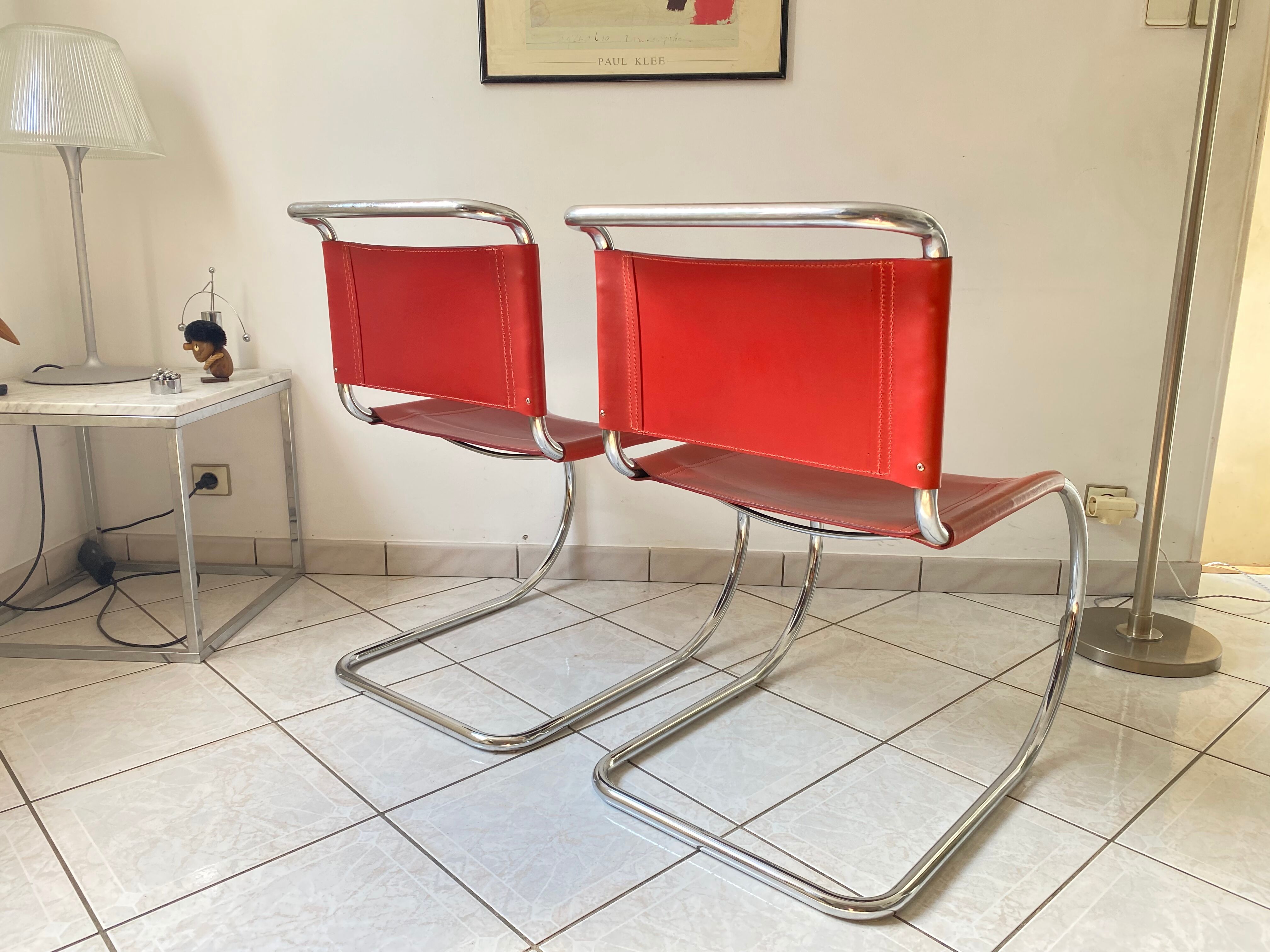 Pair of chairs MR 10 design Ludwig Mies Van Der Rohe vintage edition 90s
