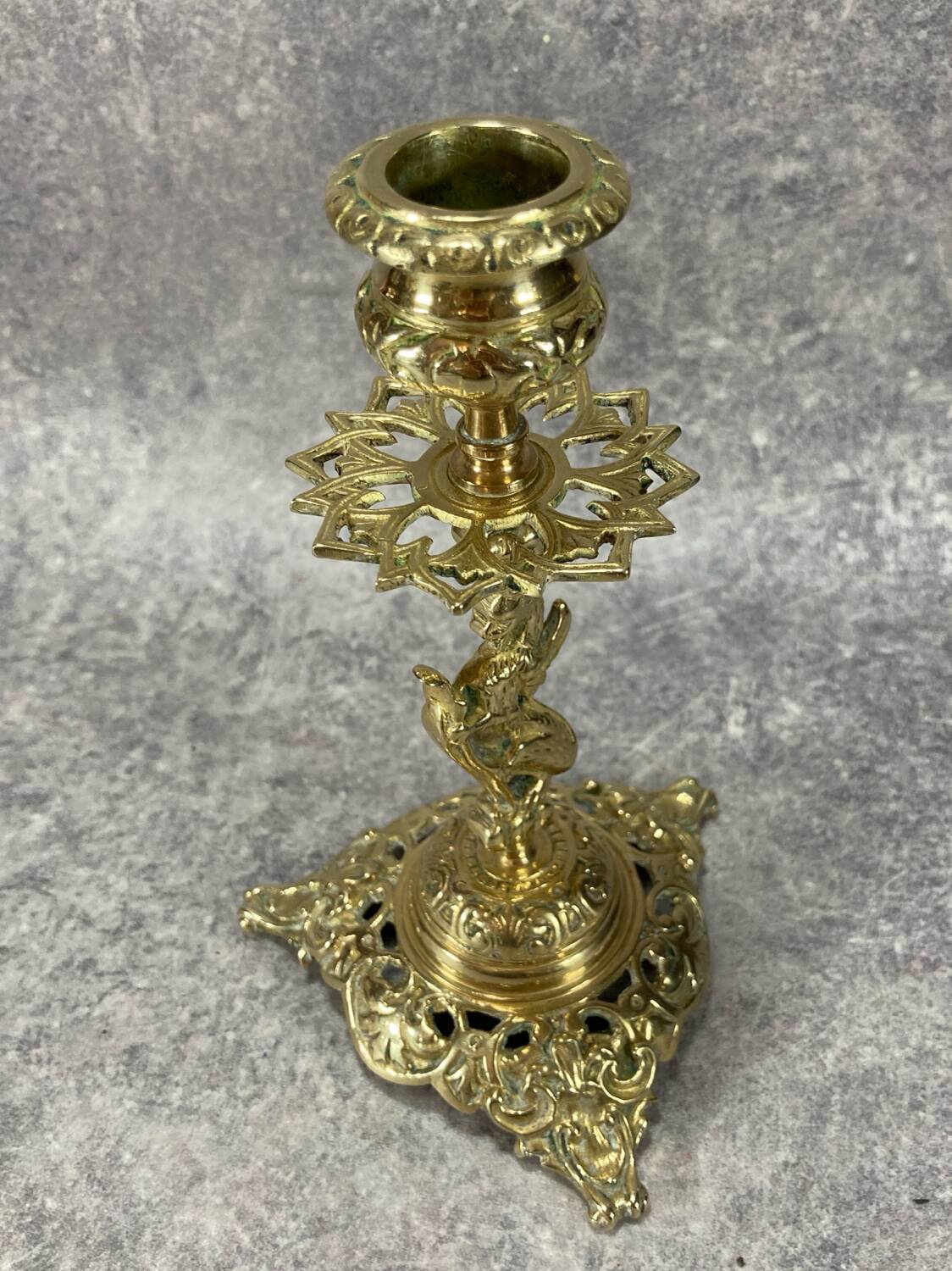 Gilt bronze chandelier/candlestick, Griffin, Mythical Animal, Bestiary, 1880