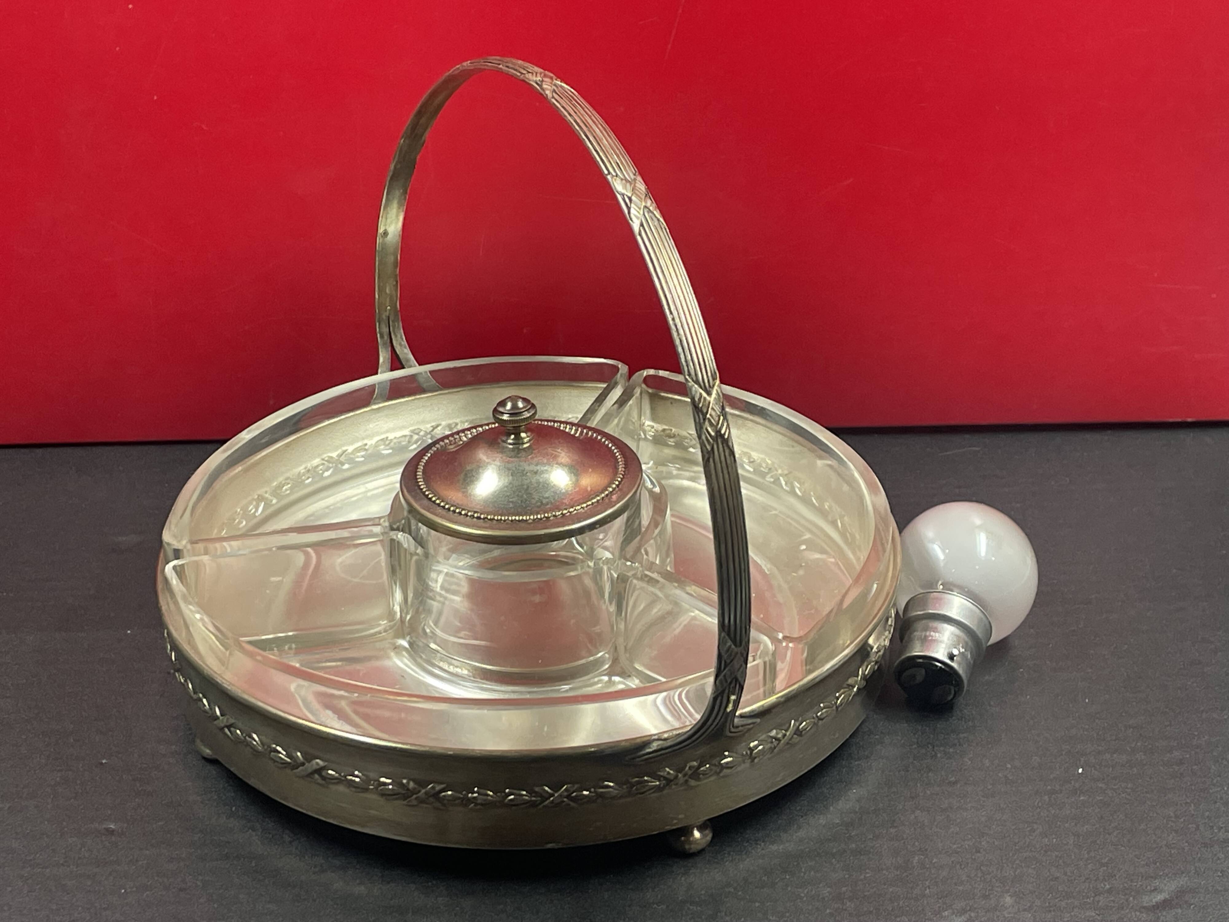 Hors d'oeuvre server, sweets, aperitif in Art Deco silver metal