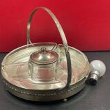 Hors d'oeuvre server, sweets, aperitif in Art Deco silver metal