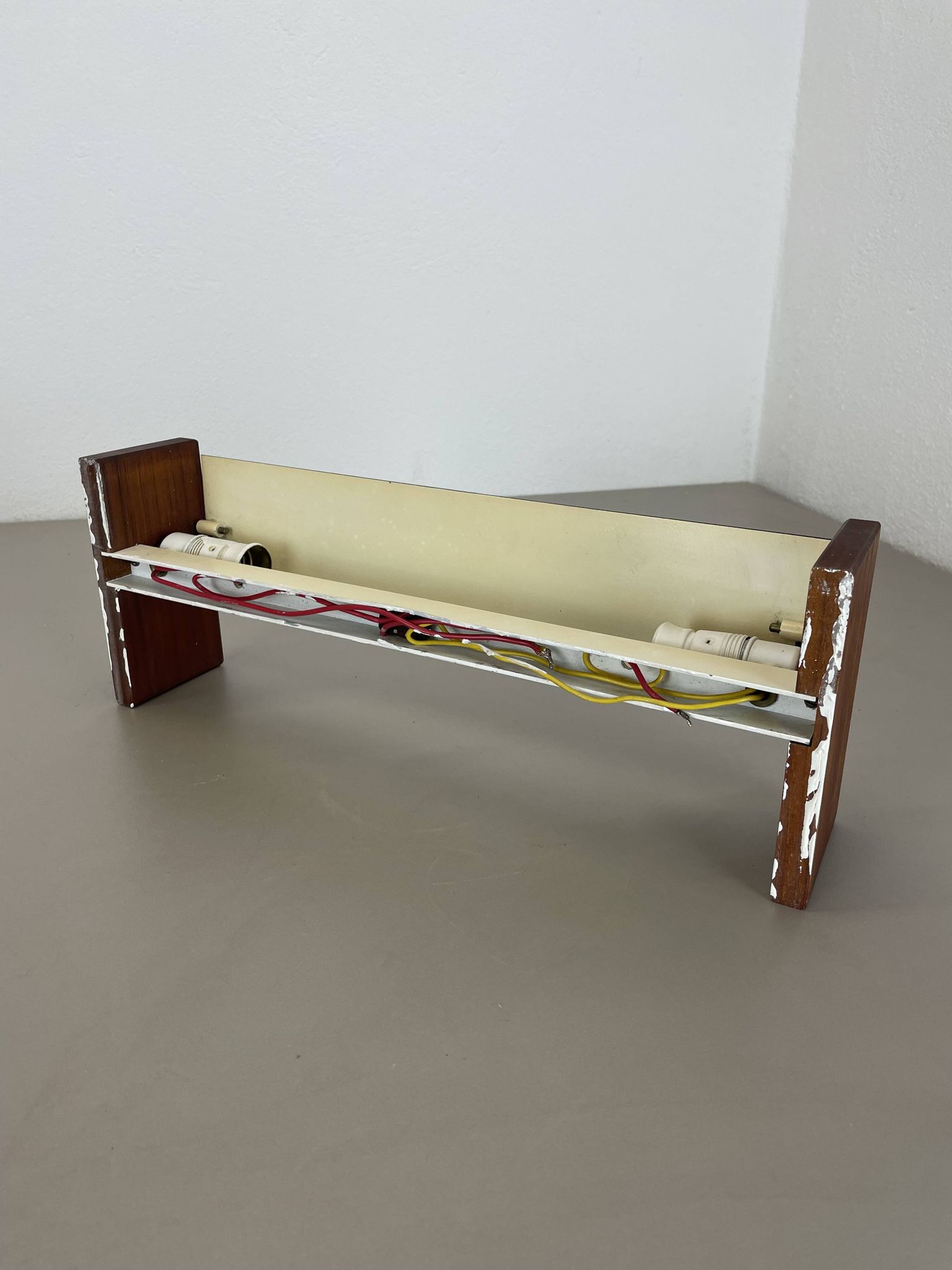 cubic Large 38cm Teak and Metal adjustable wall light element, Germany 1950s