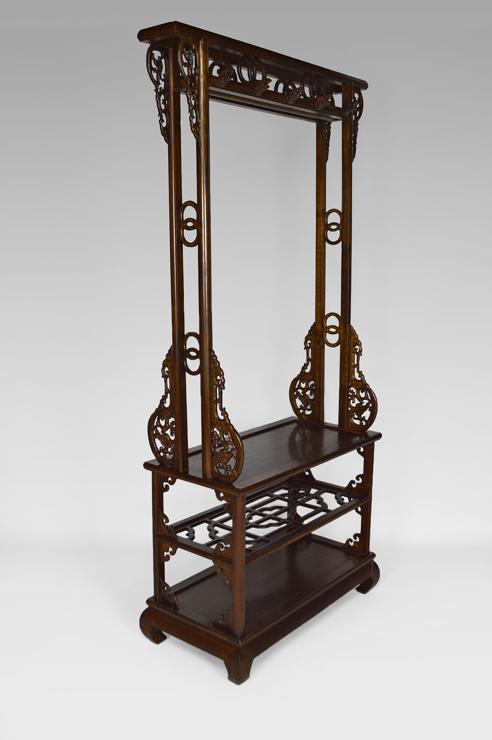 Wardrobe with Asian coat made of wood carved with dragons