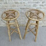 Pair of high stools, bar, rattan