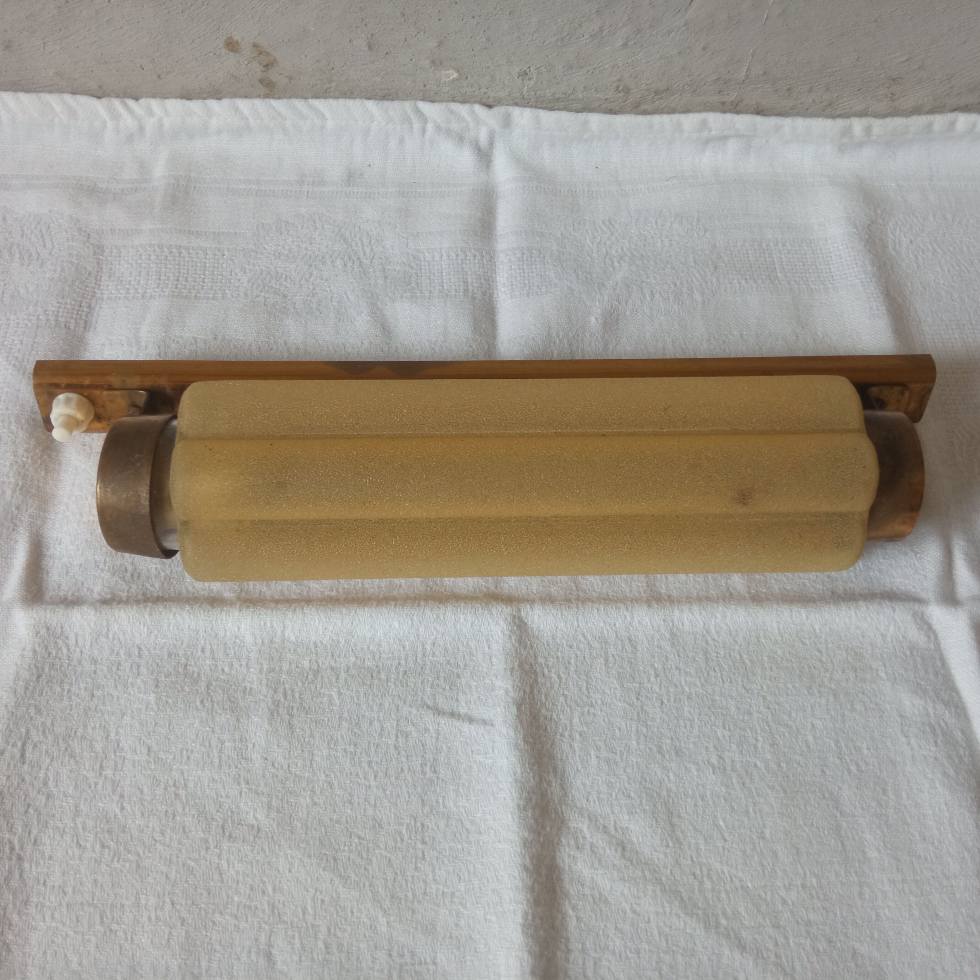 Brass art deco wagon wall lamp