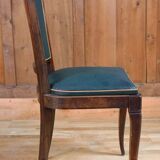 Art Deco set of four Jaguar green wooden and leatherette chairs, circa 1950