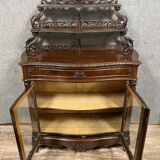 Curved Napoleon III period library display case in mahogany circa 1850