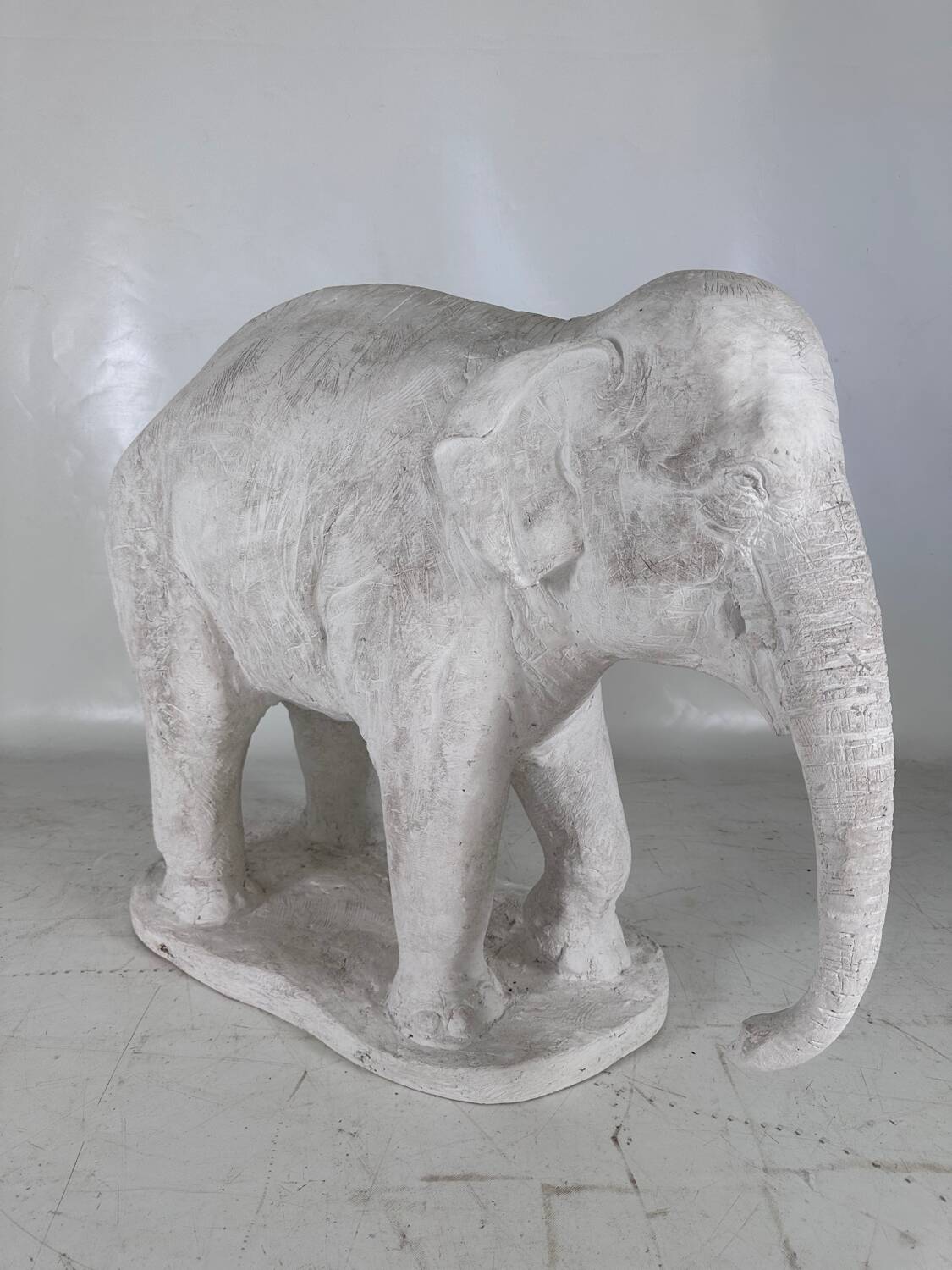 Large plaster elephant sculpture