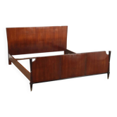 Lit double vintage en placage de bois exotique, Italie, années 1950-1960