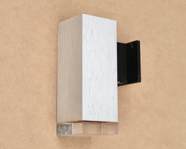 Applique murale d'extérieur rectangulaire en aluminium brossé et résine