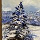 Ancient painting, winter landscape in Auvergne, signed, 20th century