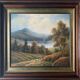 Table HST "animated pastoral landscape" HST signed (to be deciphered) + frame