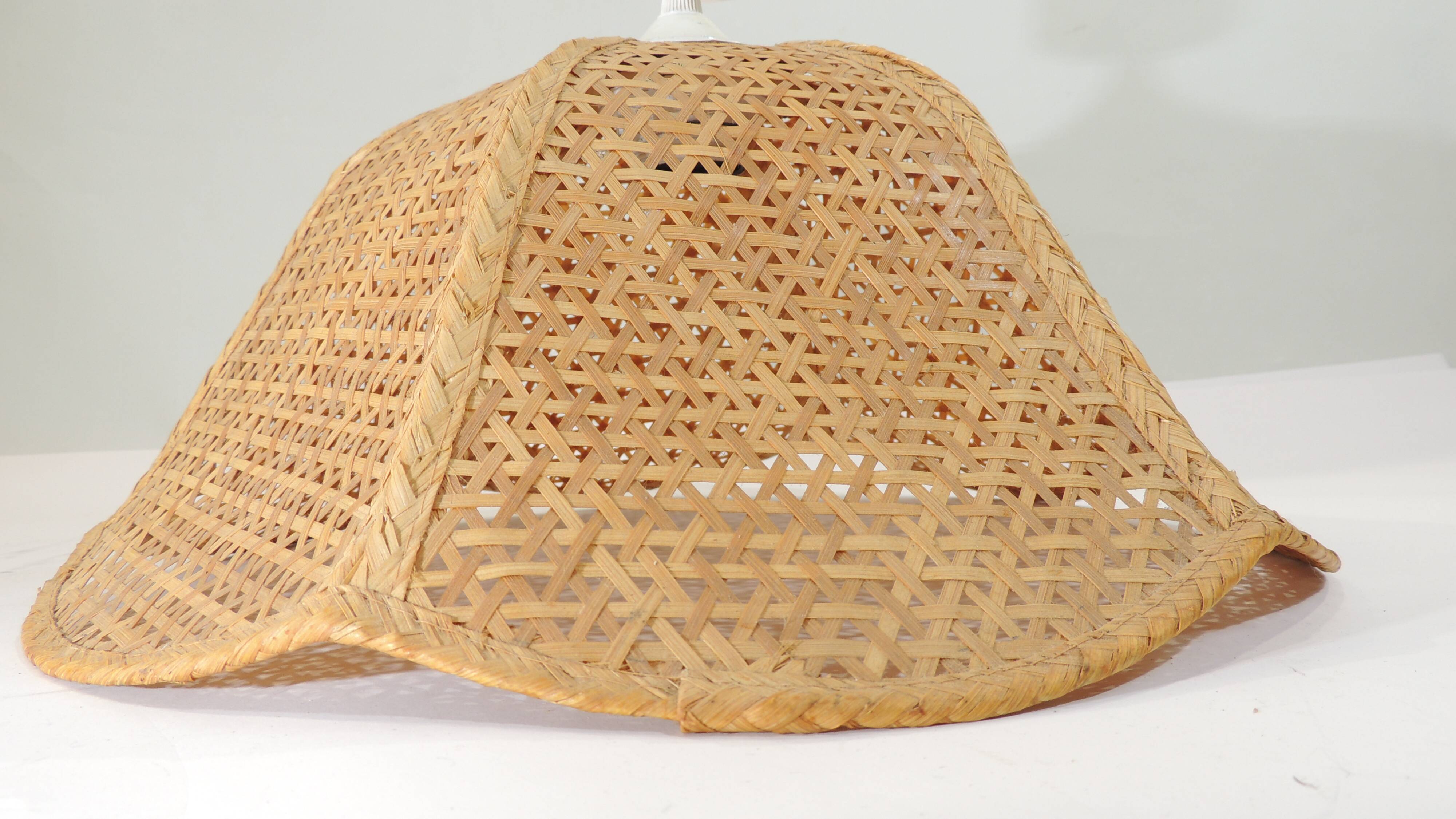 Abat jour vintage en cannage et rotin/vintage