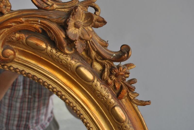 Mirror of style Louis XVI gilded stucco 1880