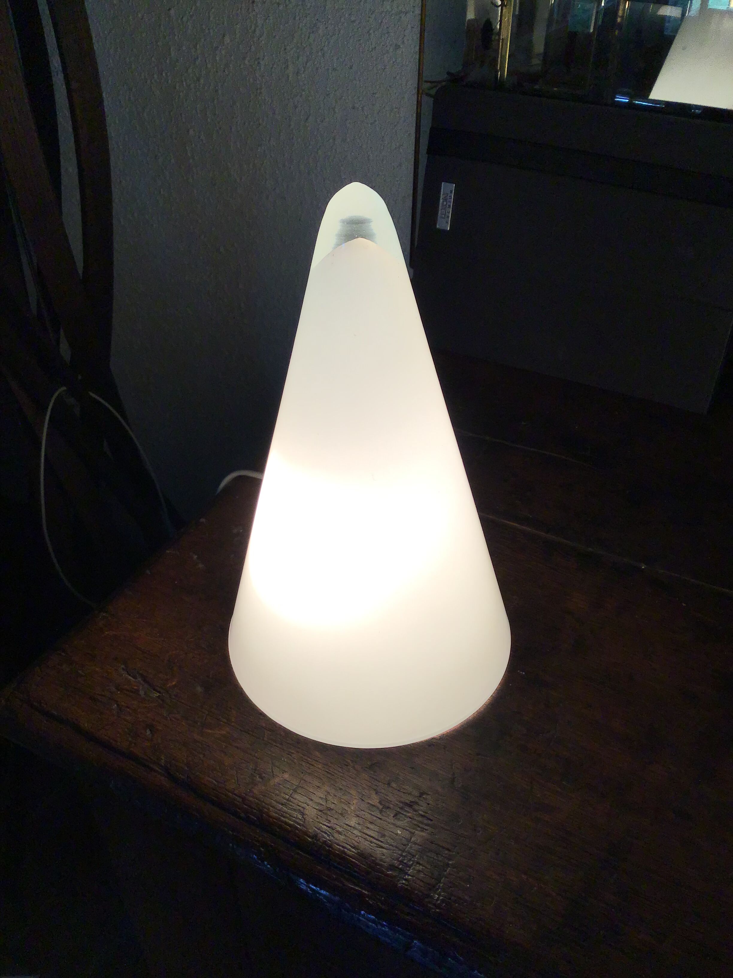 White opaque glass cone lamp