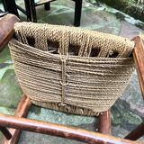 Chaise Italienne Vintage Bois Brut Corde Tressée Artisanale