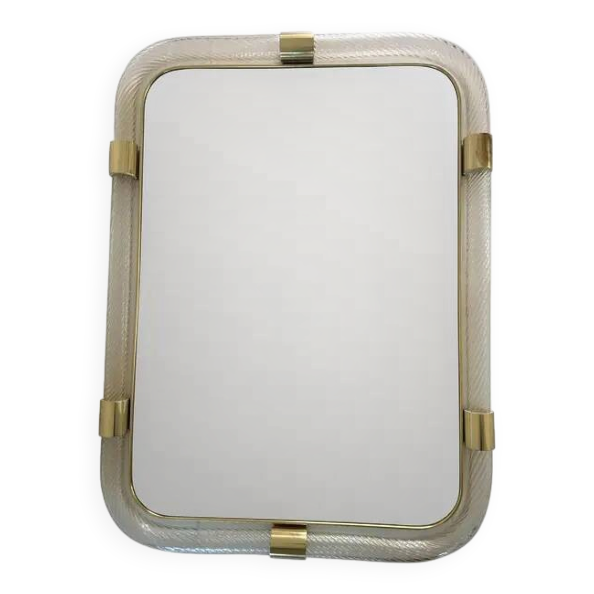 Scenographic Italian Torciglione-Torchon Murano Glass Wall Mirror by Simoen