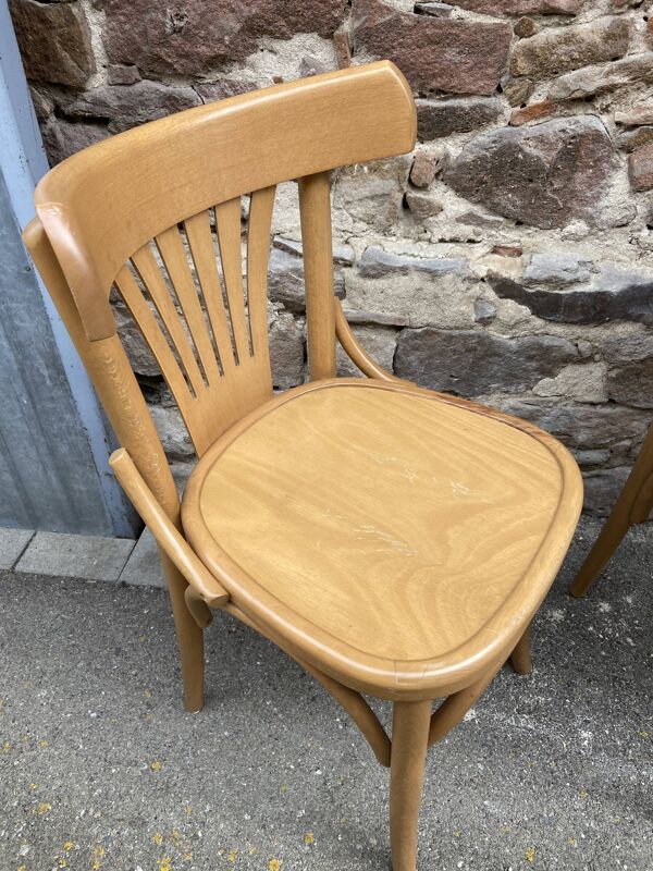 Chaise bistrot viennoise en bois courbé Fischel 1980