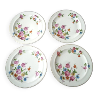 4 assiettes à dessert en porcelaine de limoges raynaud & cie