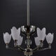 6-spoke Art Deco Modernist chrome chandelier, France, circa 1930