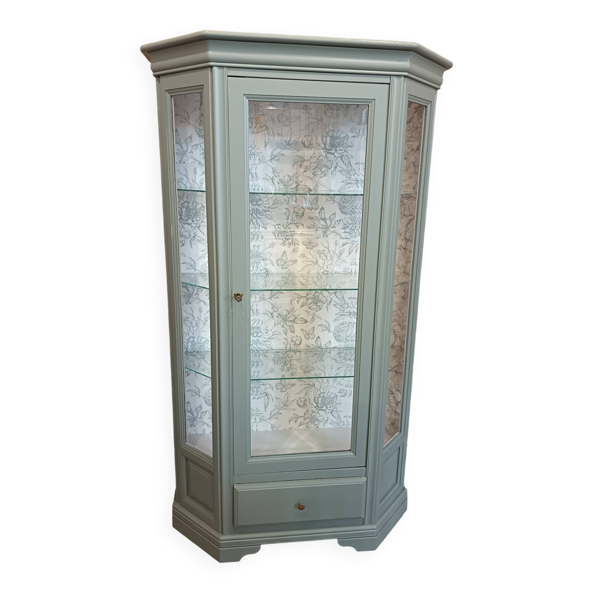 Bronze green display cabinet bookshelf