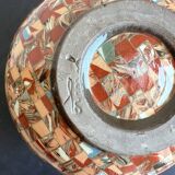 Pique-fleurs boule Vallauris vintage 50s – céramique à trous – dégradé marr