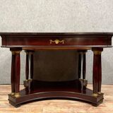 Empire table with 8 columns in mahogany and gilded bronzes circa 1880