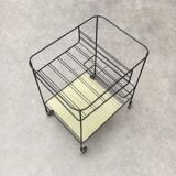 Minimalist perforated metal serving trolley in mid-century style, 1960s.