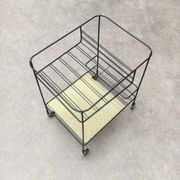 Minimalist perforated metal serving trolley in mid-century style, 1960s.