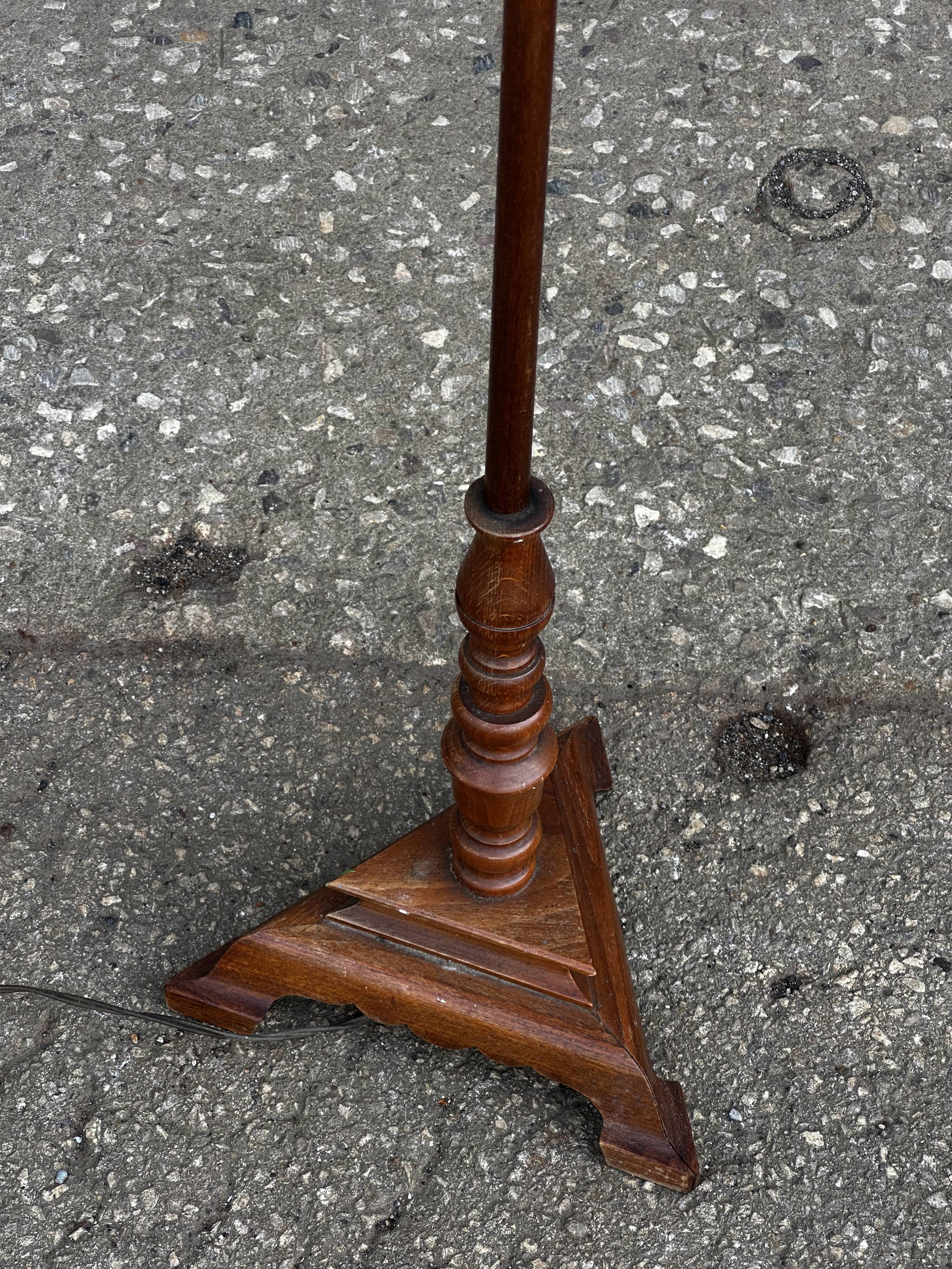 Turned wooden floor lamp from the 1950s.