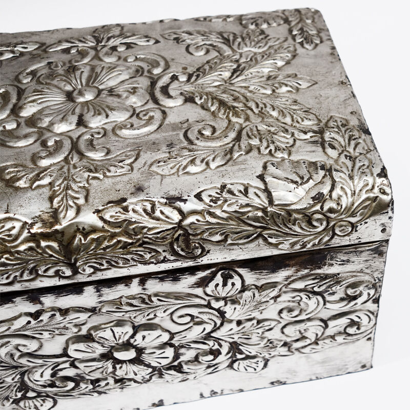 Decorated hammered metal box
