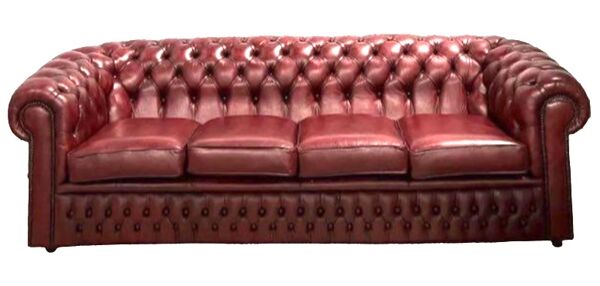 Canapé Chesterfield en cuir bordeaux