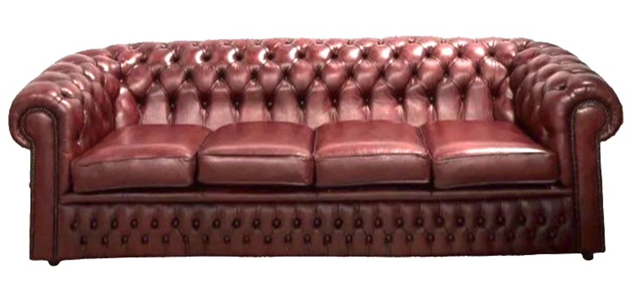 Canapé Chesterfield en cuir bordeaux