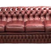 Canapé Chesterfield en cuir bordeaux