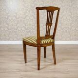 20th-Century Elm Chair in Striped Upholstery, 1940s