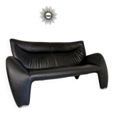 Old 2/3 seater lounge sofa designed by Jan Armgardt for Leolux in black leather