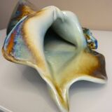 Vase en céramique émaillée, pièce unique, signé D. Prioton, col coquillage