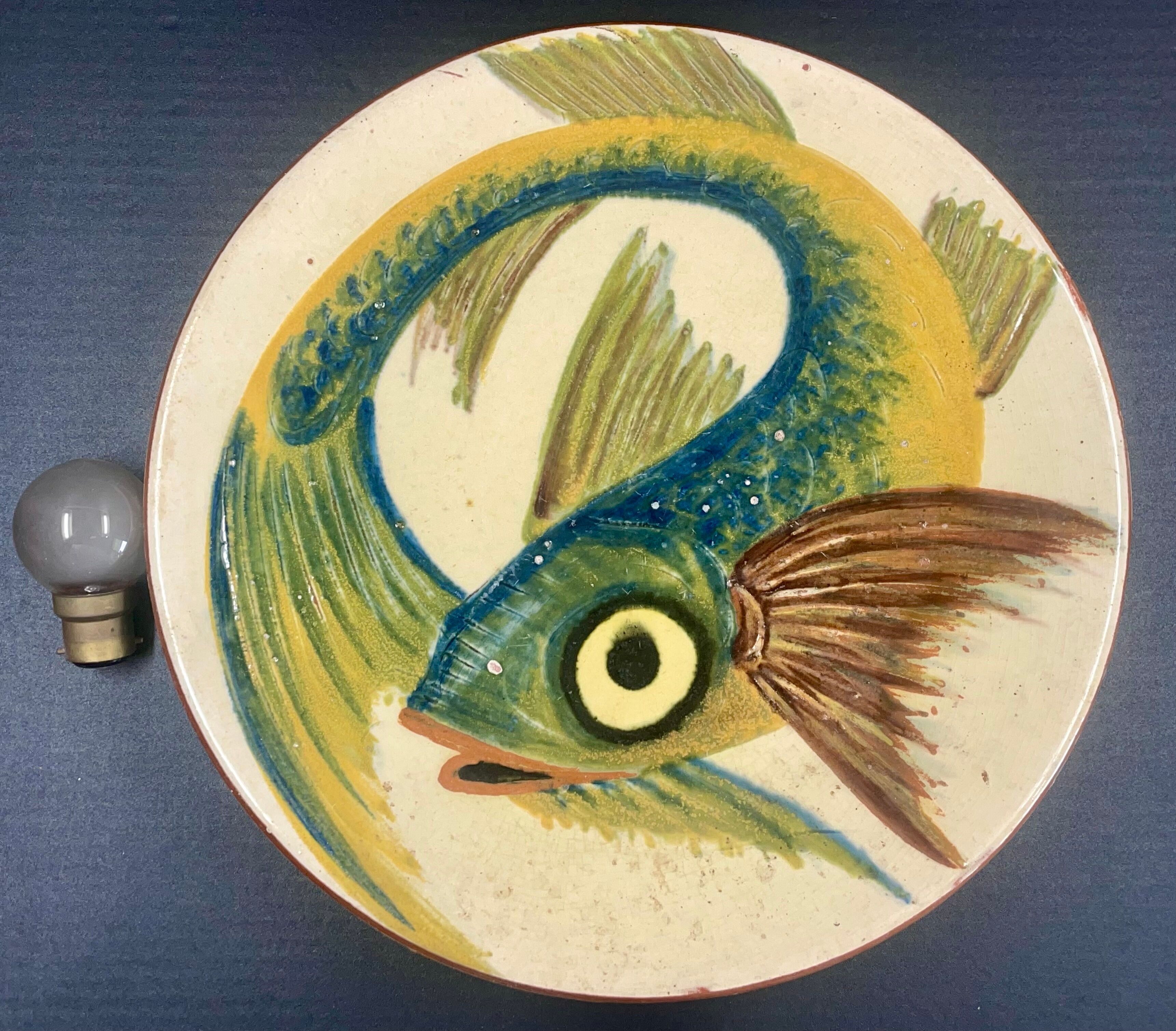 Catalan ceramic dish puigdemont fish earth enamel varnished fish