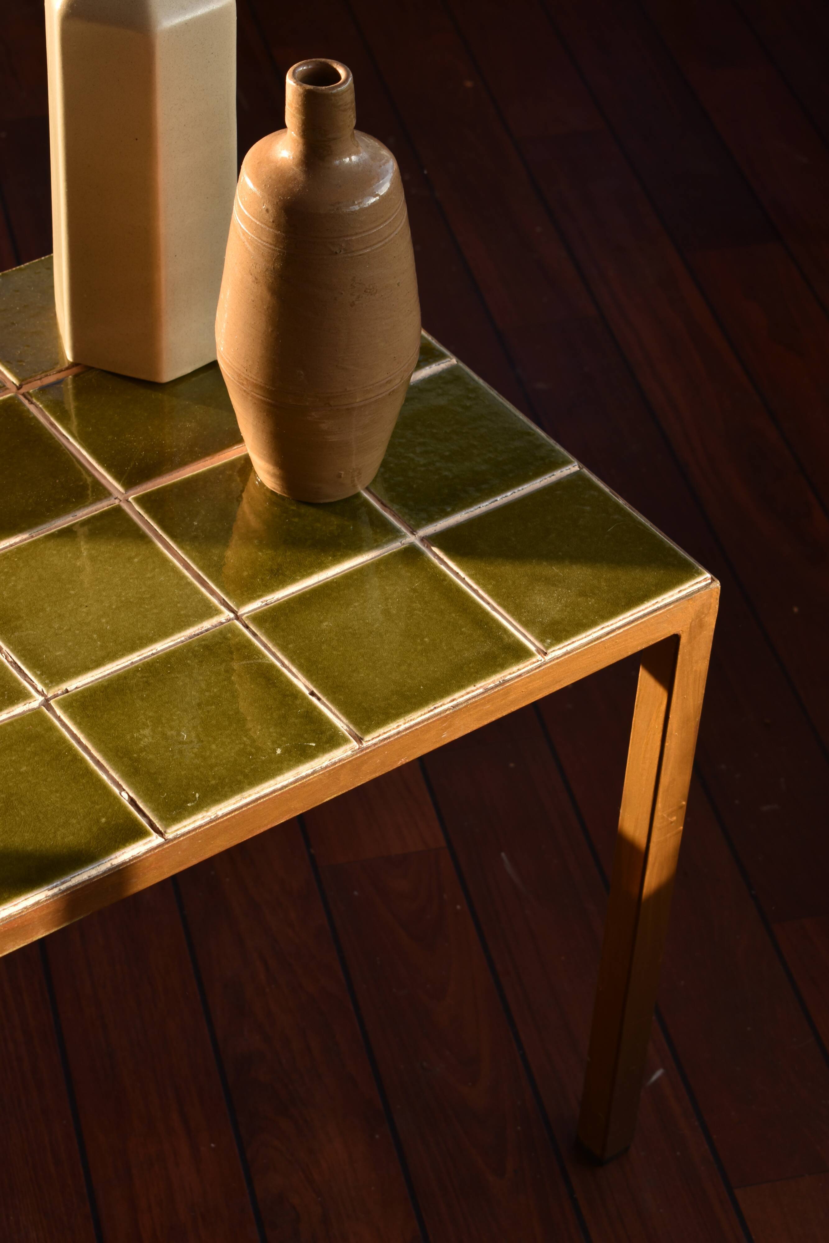 Vintage coffee table green tiles