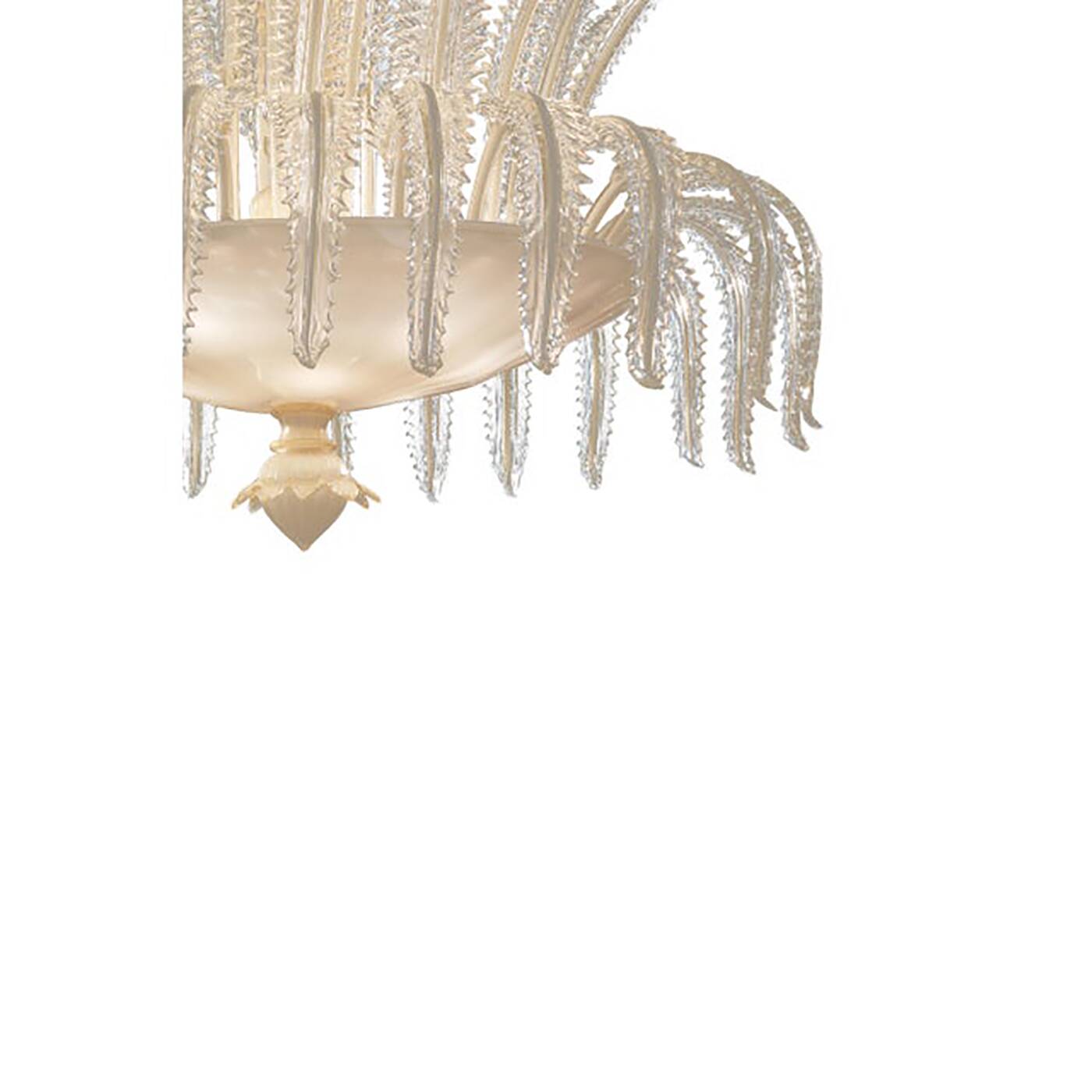 Contemporary Venetian White and Gold Leaves Murano Style Glass Chandelier