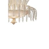Contemporary Venetian White and Gold Leaves Murano Style Glass Chandelier