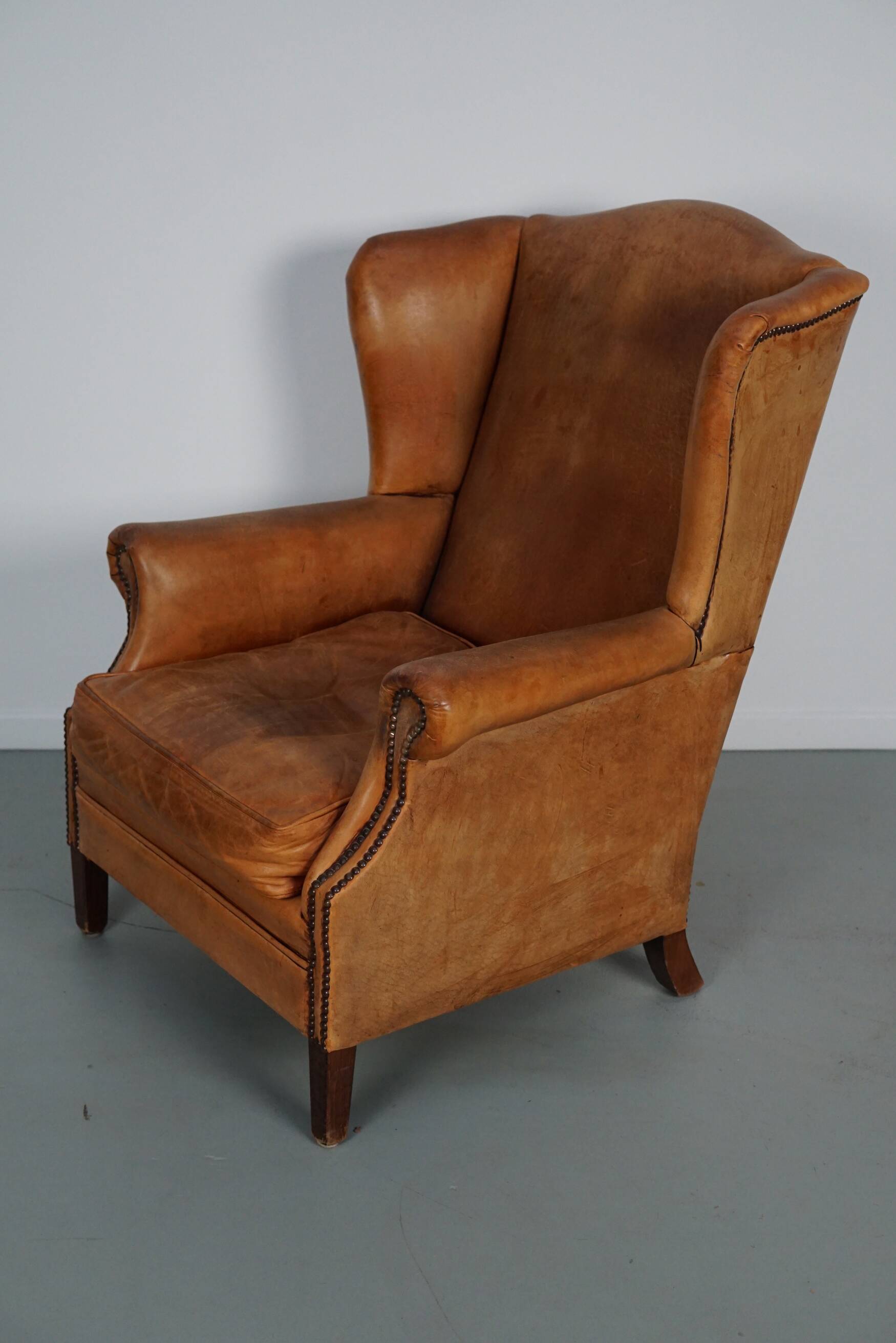 Vintage Dutch cognac coloured leather club chair